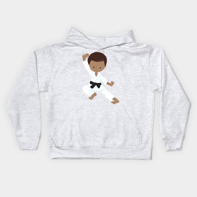 African American Boy, Karate Boy, Kata, Black Belt Kids Hoodie by Jelena Dunčević